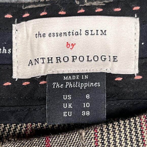 Anthropologie the Essential Slim Brown & Red Houndstooth Ankle Pants Sz 8 - Picture 3 of 5